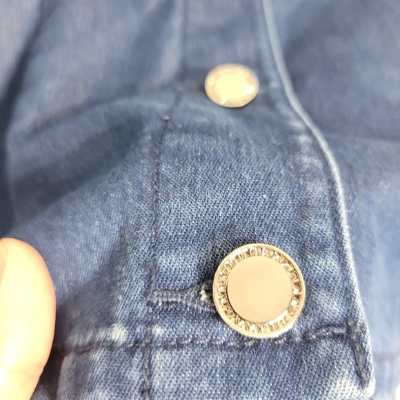 Haggar Petite Matching Denim Blue Jeans Cowboy Tuxedo Jean Jacket Cotton Blend - Picture 2 of 15